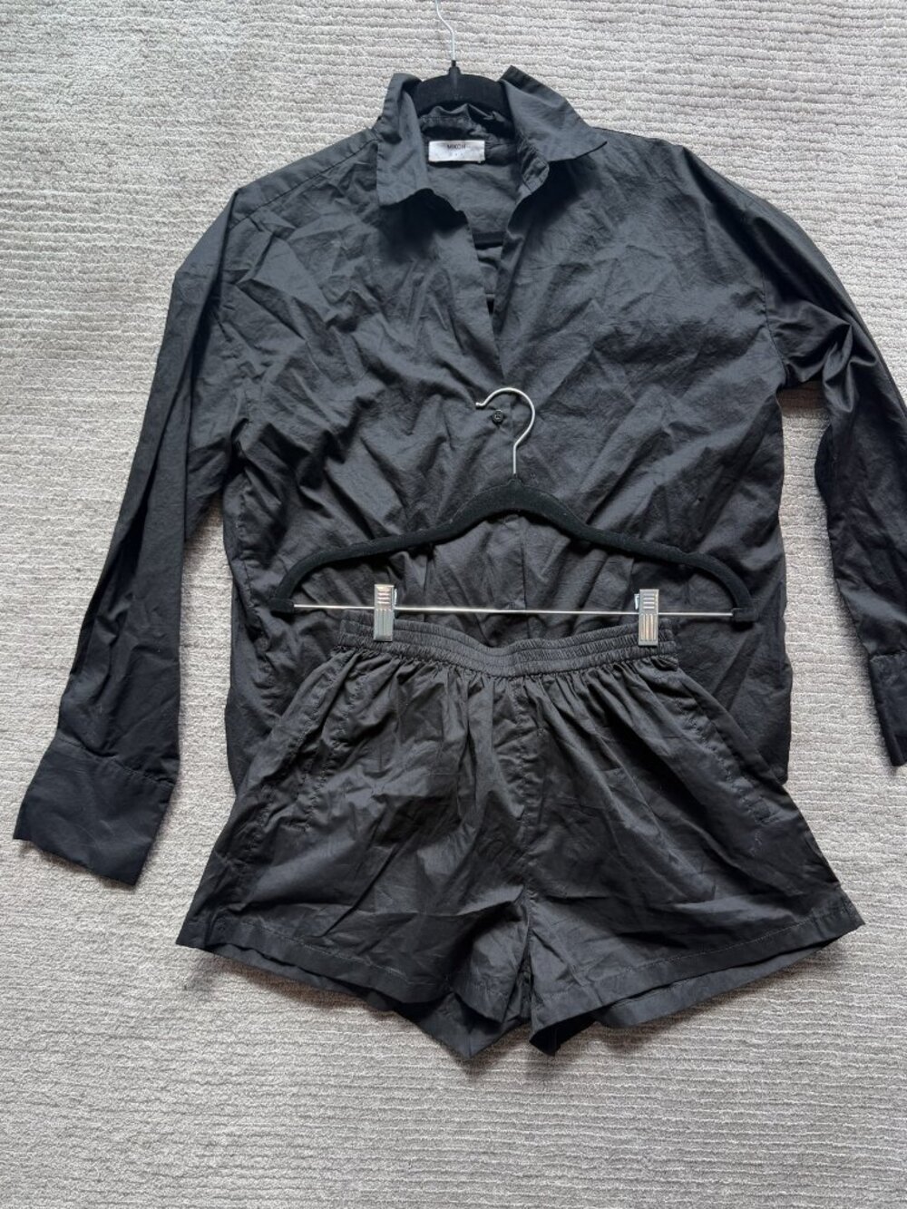 MIKOH Black Linen Shirt and Shorts Matching Set Size 1 NWT